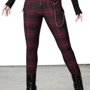 Killstar Tartanachrist trousers red size small nwt punk metal alt plaid
